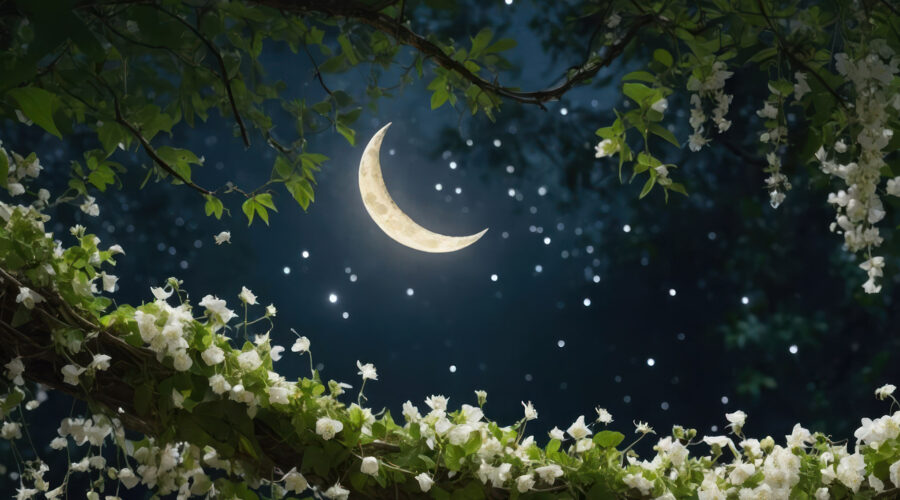 Moon over garden